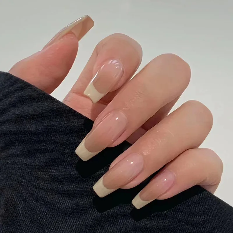 24Pcs Naked Pink French White Side False Nails Short Simple Nail Beauty 24pcs naked pink french white side false nails short simple nail beauty