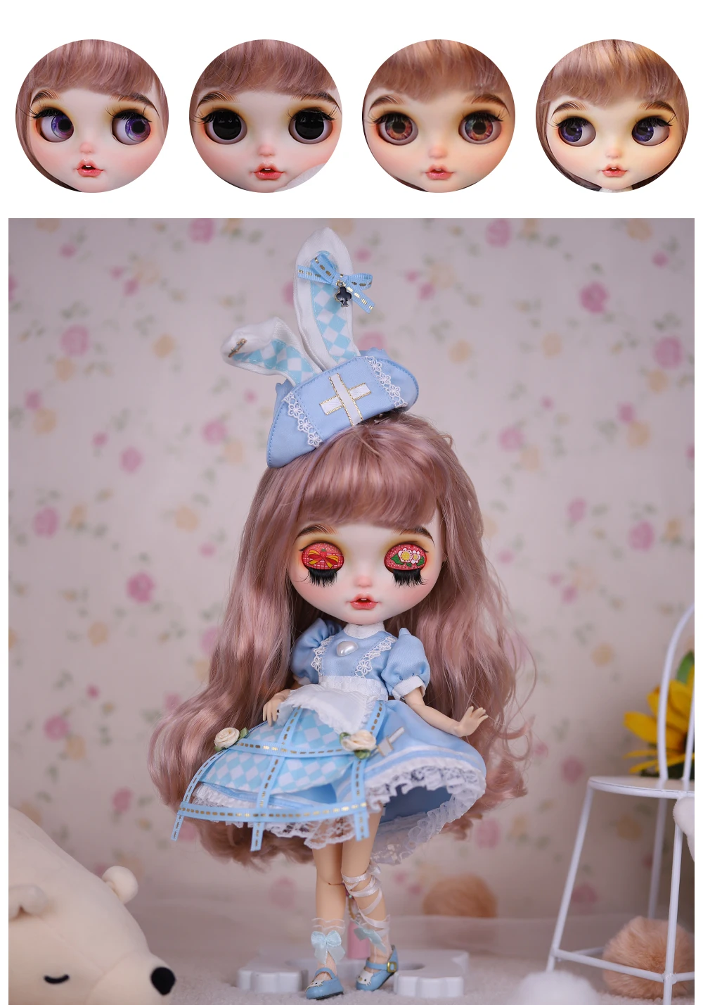 Hannah – Premium Custom Neo Blythe Doll with Multi-Color Hair, White Skin & Matte Smiling Face 1