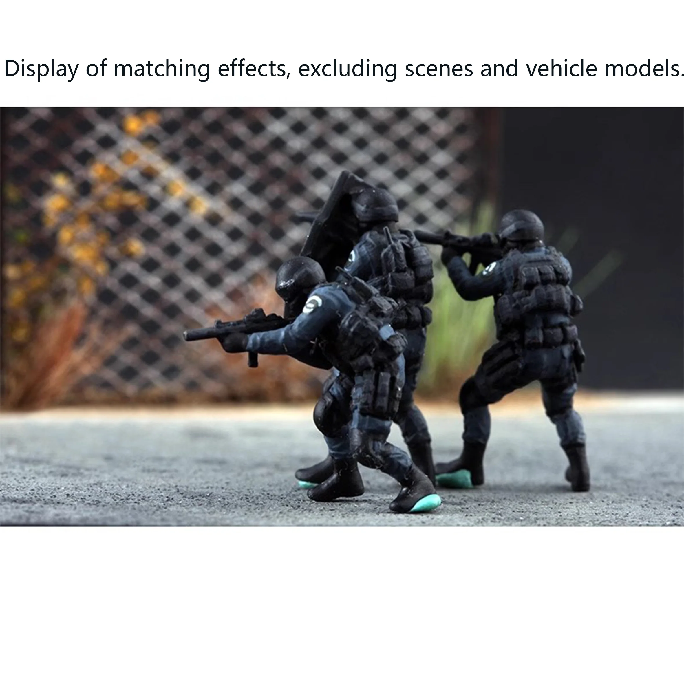 1/72 SWAT City Shield Combat Team Model (3 people) Finished colored soldier model