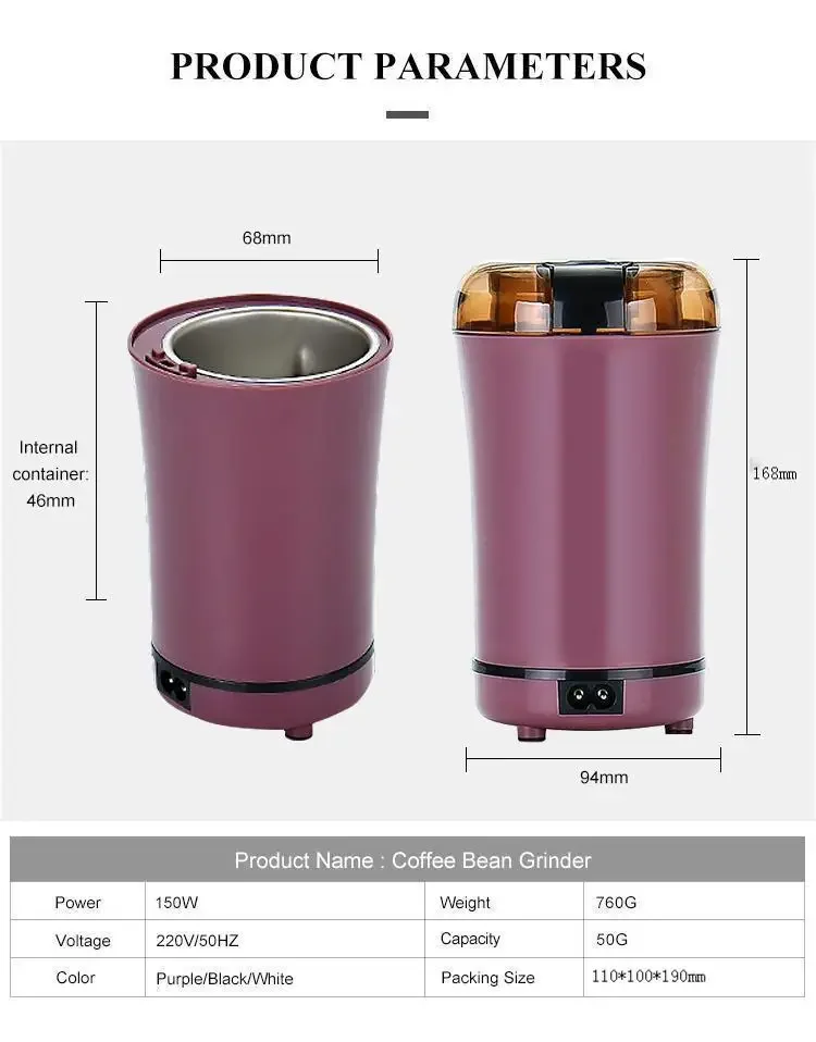 Coffee Grinder Stainless Steel Nuts Beans Grains Mill Herbs Electric Grinding Machine Multifunctional Coffee Bean Grinding Home 6