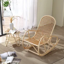

GY Japanese-Style Real Rattan Rocking Chair Rattan Recliner B & B Lazy Bone Chair Balcony Leisure Single Backrest Rattan Chair