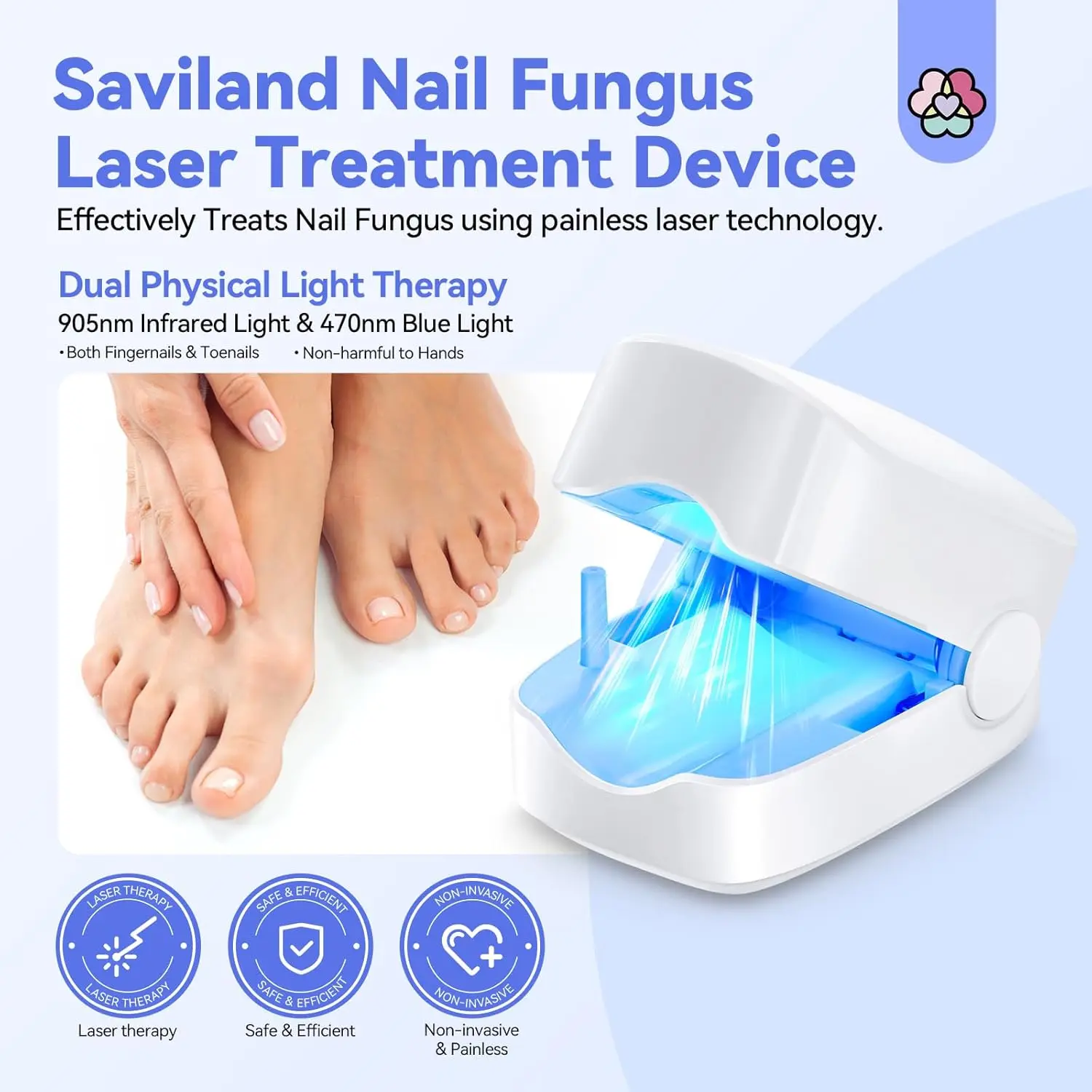 Fungal Nail Treatment LED Laser Device Cleaning Onychomycosis USB Charge 905nm Infrared Light 470nm Blue Light Nail Salon nail fungus remover
