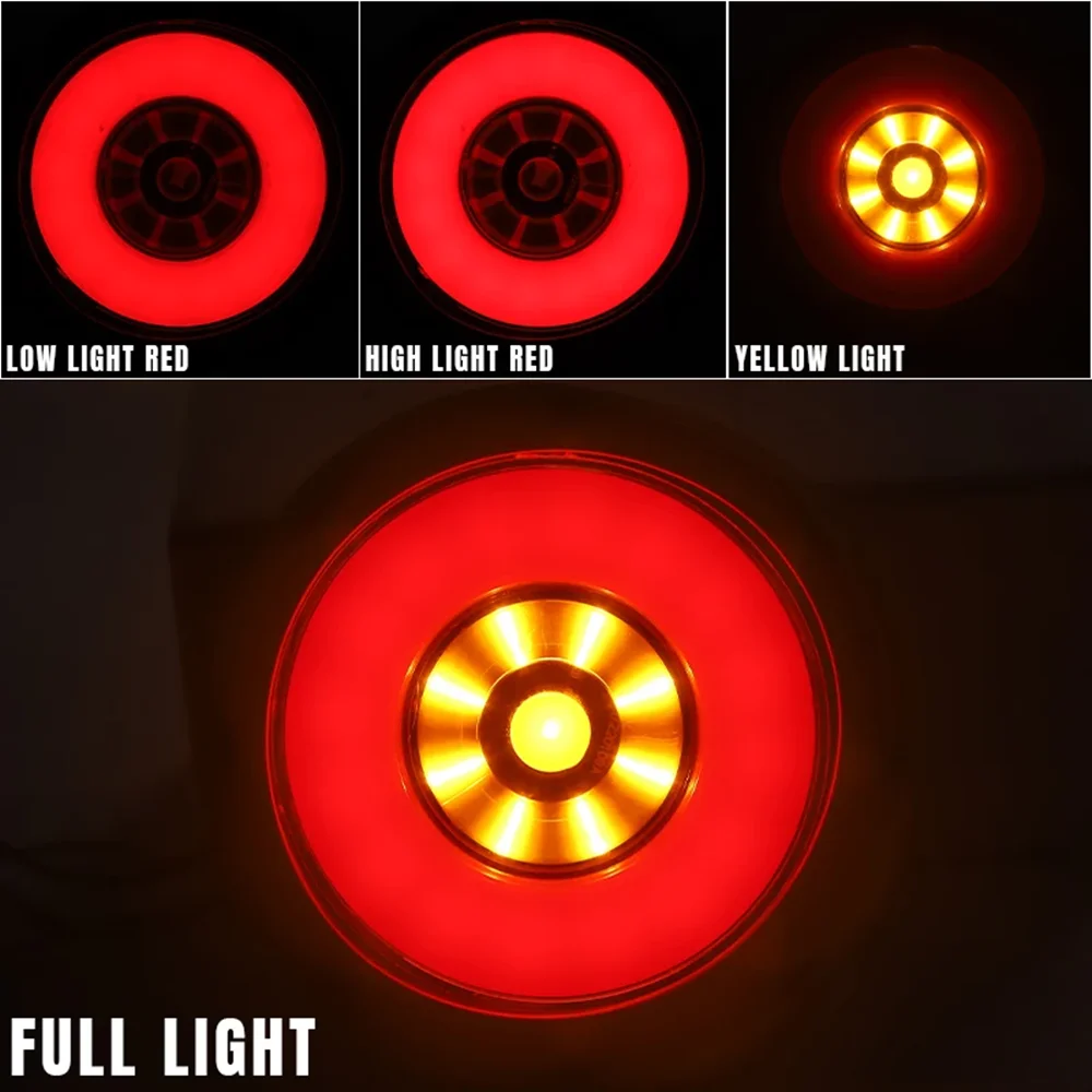4PCS 4 "Rotonda LED Fanale posteriore posteriore Camion Stop Turn Tail Luci di retromarcia Rimorchio Camion Van Lampada di segnalazione freno DRL Lampada da corsa - immagine 3