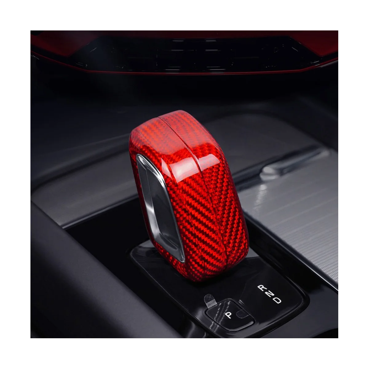 

Car Gear Shift Knob Cover for Volvo XC60 S90 C40 XC90 V90 2022 Carbon Fiber Accessories Interior Trim Sticker(Red)