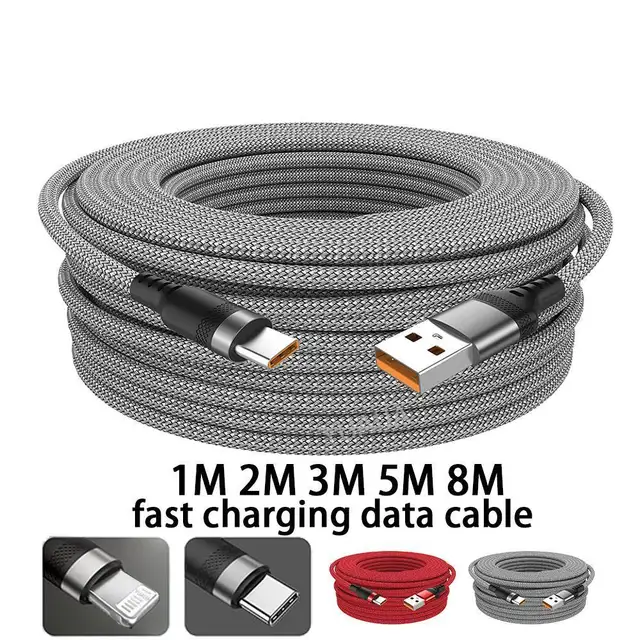 كابل شحن سريع USB من النوع C و Micro USB ، يعمل بنظام Android على تمديد الشحن لهاتف huowi ، summax ، Xiaomi ، OPPO ، OnePlus ، 6A ، 3m ، 5 m