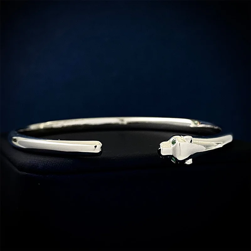 

European and American Fashion Smooth Simple Animal Leopard Head Opening Bracelet