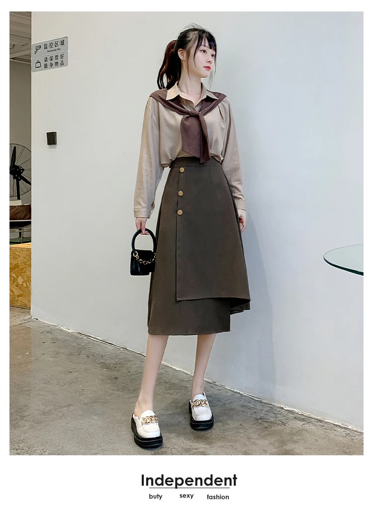 black mini skirt High Waist A-line Skirts Women New Arrival 2022 Spring Korean Style Solid Color All-match Office Lady Elegant Long Skirt W1006 red skirt