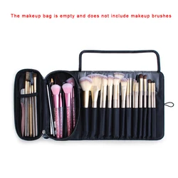 Women's Waterproof Nylon Travel Makeup Organizer and Brush Holder (Black)