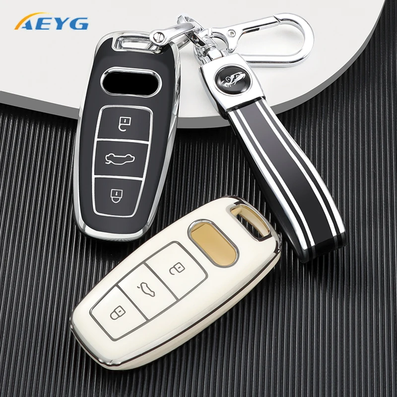 T-carbon Car Key Case Shell Cover For Audi A6 C8 A7 A8 2018 2019