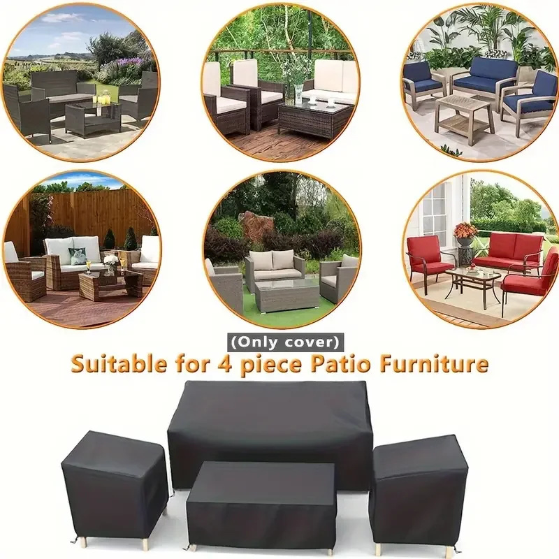 4pcs/set Patio Furniture Cover 210D Heavy-duty Waterproof Outdoor Furniture Cover 1 Sofa 2 Chair Covers 1pc desk cover