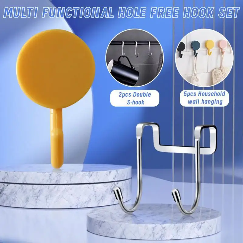 

Double S Hook Innovative No Drilling Required Firm Strong And Sturdy Nail-free Bathroom Organization Stainless Steel Hook
