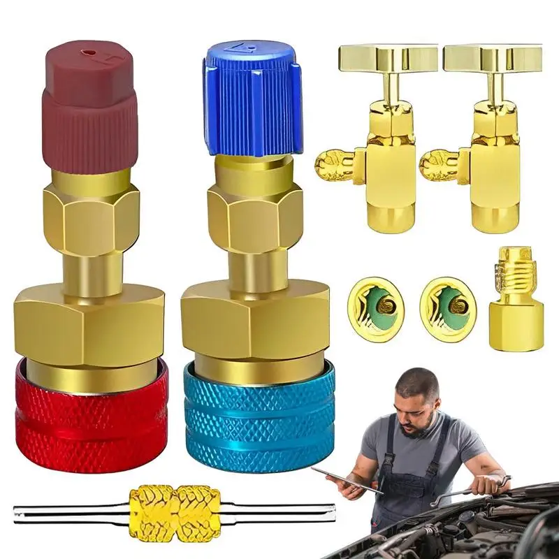 

AC Refrigerant Hose Fitting Connector Hose Fitting Quick Couplers Quick Couplers R1234YF To R134A High/Low Side Manual