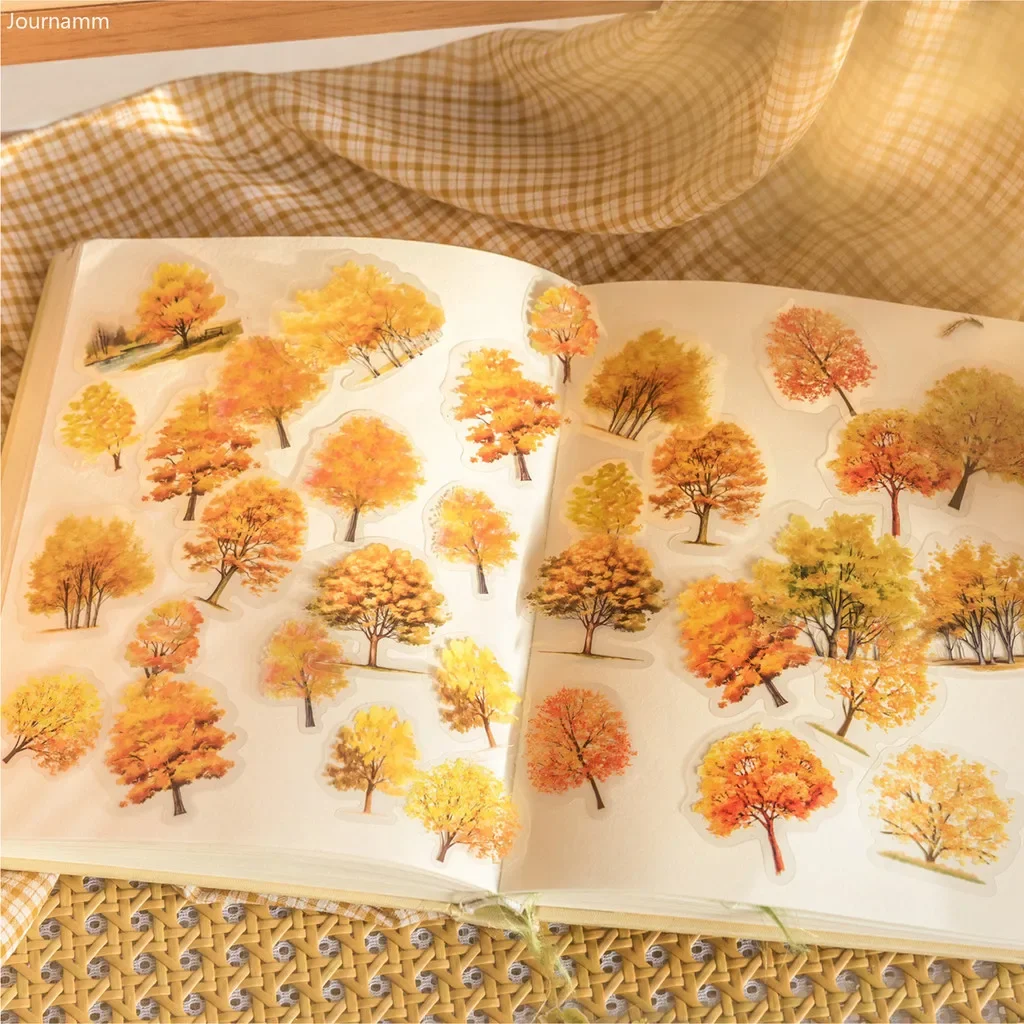 Nature-Themed Colorful Tree Stickers Set - DIY Scrapbooking & Diary Decor Stationery Pack (40 Pieces)