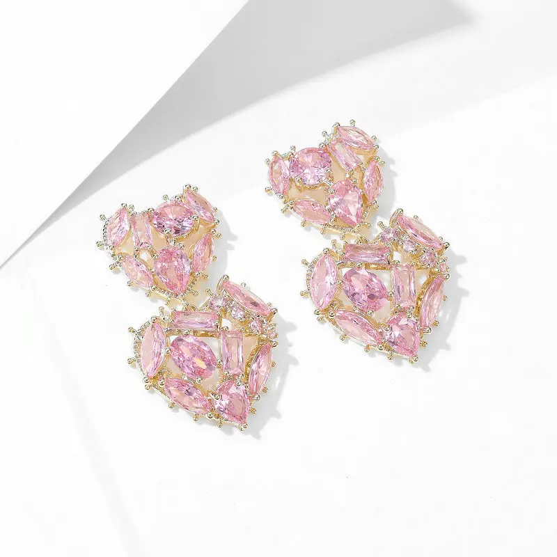 2023 New Fashion Cute Heart Dangle Earrings 925 Silver Needle Gold Plated Statement Brand Jewelry Luxury Earings