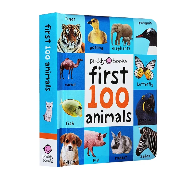 First 100 Animals Words Colors Book for Kids Early Education Board Book Baby Learning English Picture Books Montessori Toys 4