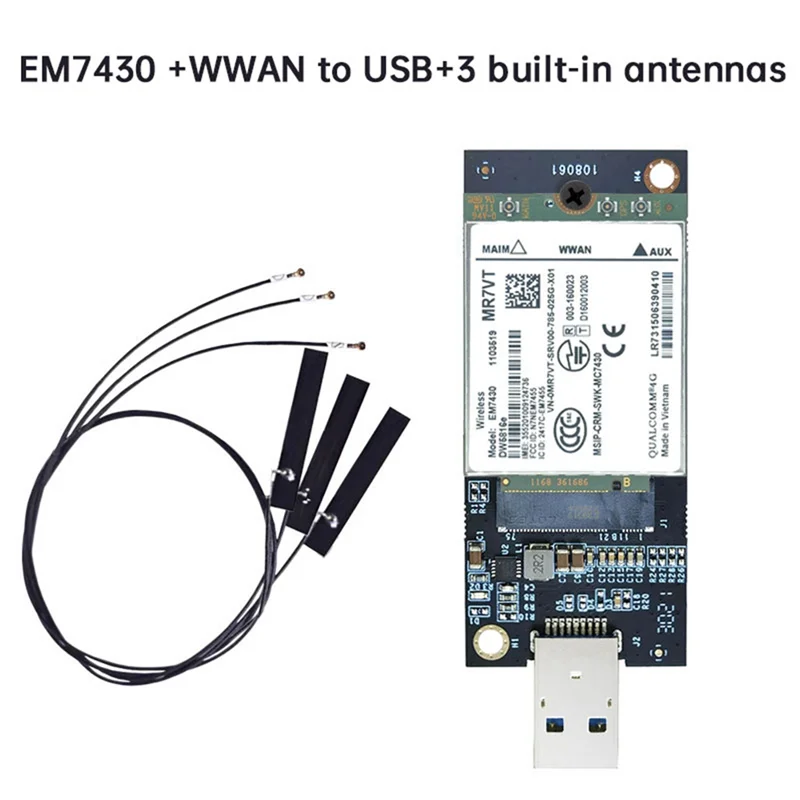 클래식-EM7430 WWAN 카드+ 3X 안테나 델 래티튜드/프리시전 노트북용 DW5816E CAT6 TEL 4G 모듈 M2 IoT WWAN USB 어댑터