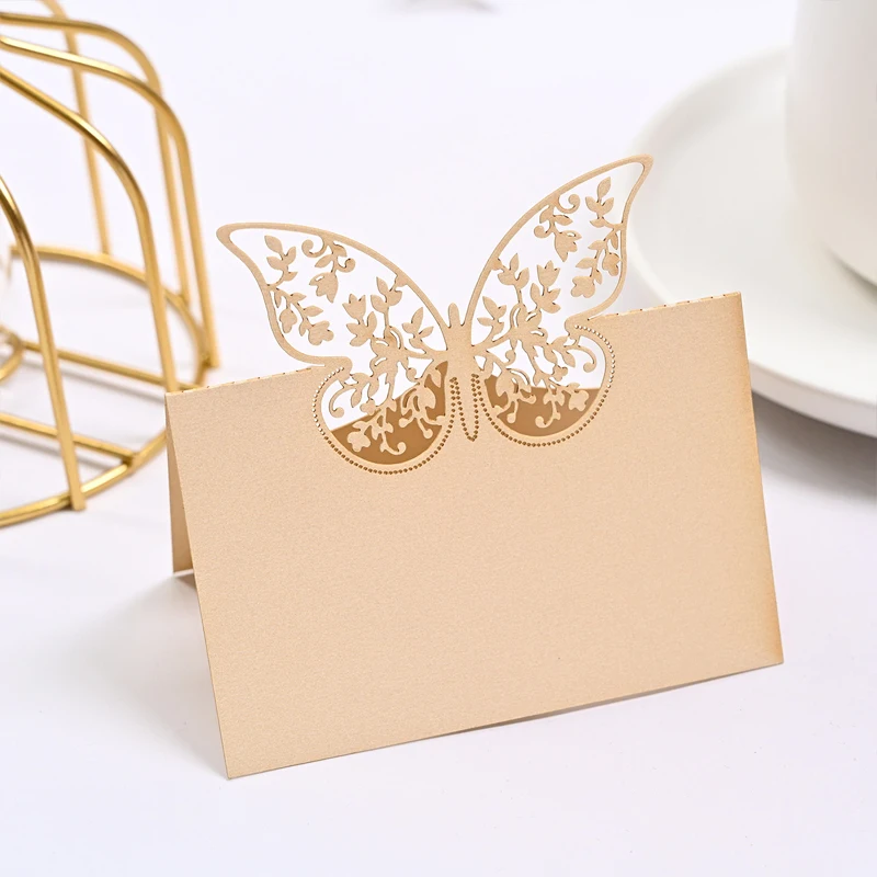 50pcs Laser Hollowed Out Seat Card Wedding Sign in Butterfly Decoration Name Table Creative Wedding Guest Seat Card Personality wedding table cards,wedding name cards