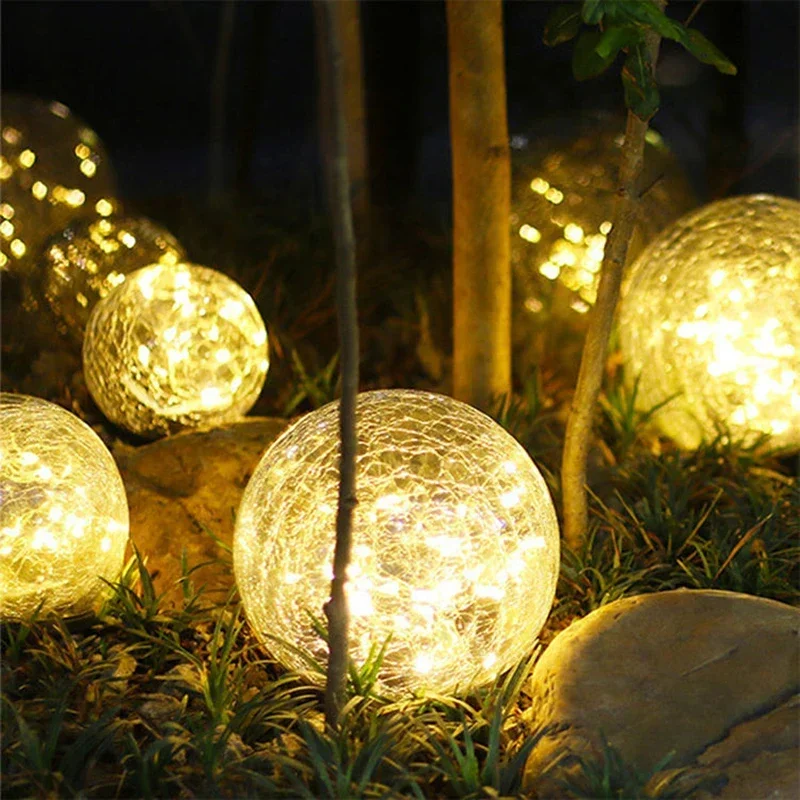 LED Solar Lawn Lights Outdoor Waterproof Cracked Glass Light For Holiday Courtyard Path Park Garden Decoration Solar Lamp
