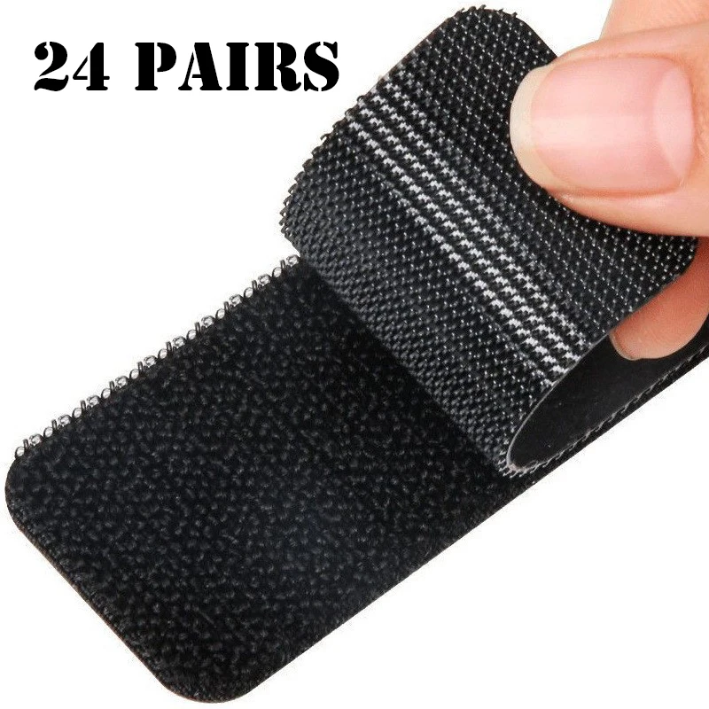 Vinyl Stickers 12/24pairs Heavy-Duty Double Sided Adhesive Mounting Strips Interlocking Tape Reusable Sticky Back Tape for Hanging Organizing