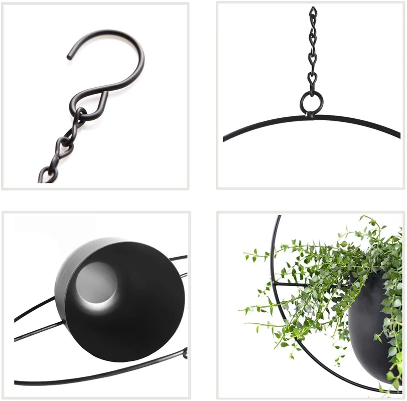 Nordic Metal Hanging Pot Plant Hanger Chain Wall Hanging Planter Basket Flower Pot Plant Holder Home Garden Balcony Decoration