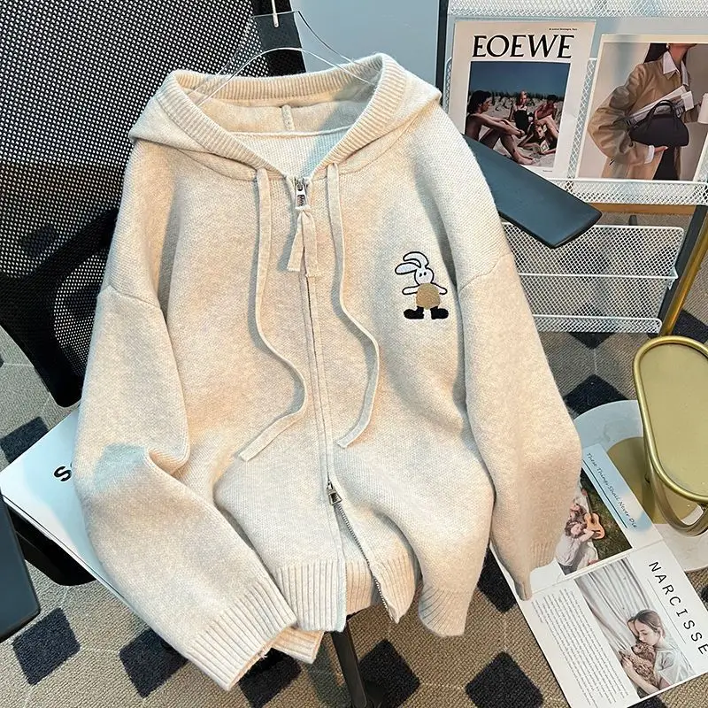 المرأة أزياء عارضة سستة مقنعين البلوزات الخريف الش...