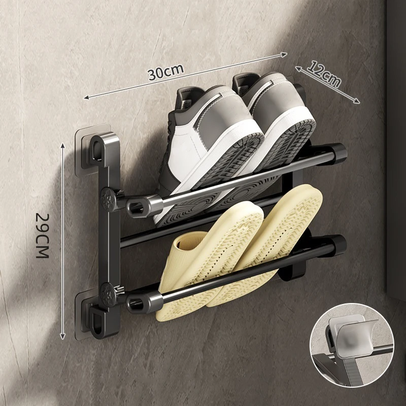 Duvara Monte Edilen Ayakkabılık Deliksiz Terlik Askısı Banyo Terlik Kancası Ayakkabı Saklama Rafı Kurutma Askısı Kapı Ayakkabı Askısı