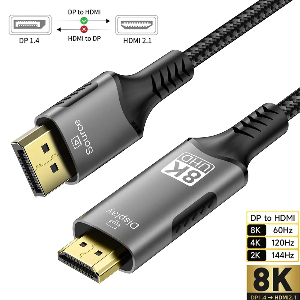 Adaptador De Hdmi A Dp Cable DisplayPort A HDMI 8K@60Hz