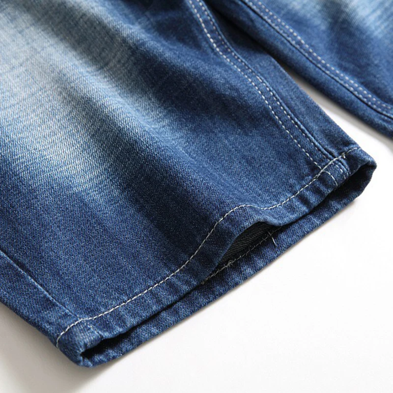 Ripped Denim Knee Length Men's Jeans Straight Shorts Mens Fashion Summer Denim Short Pants Bermuda Cotton Casual Jeans Plus Size