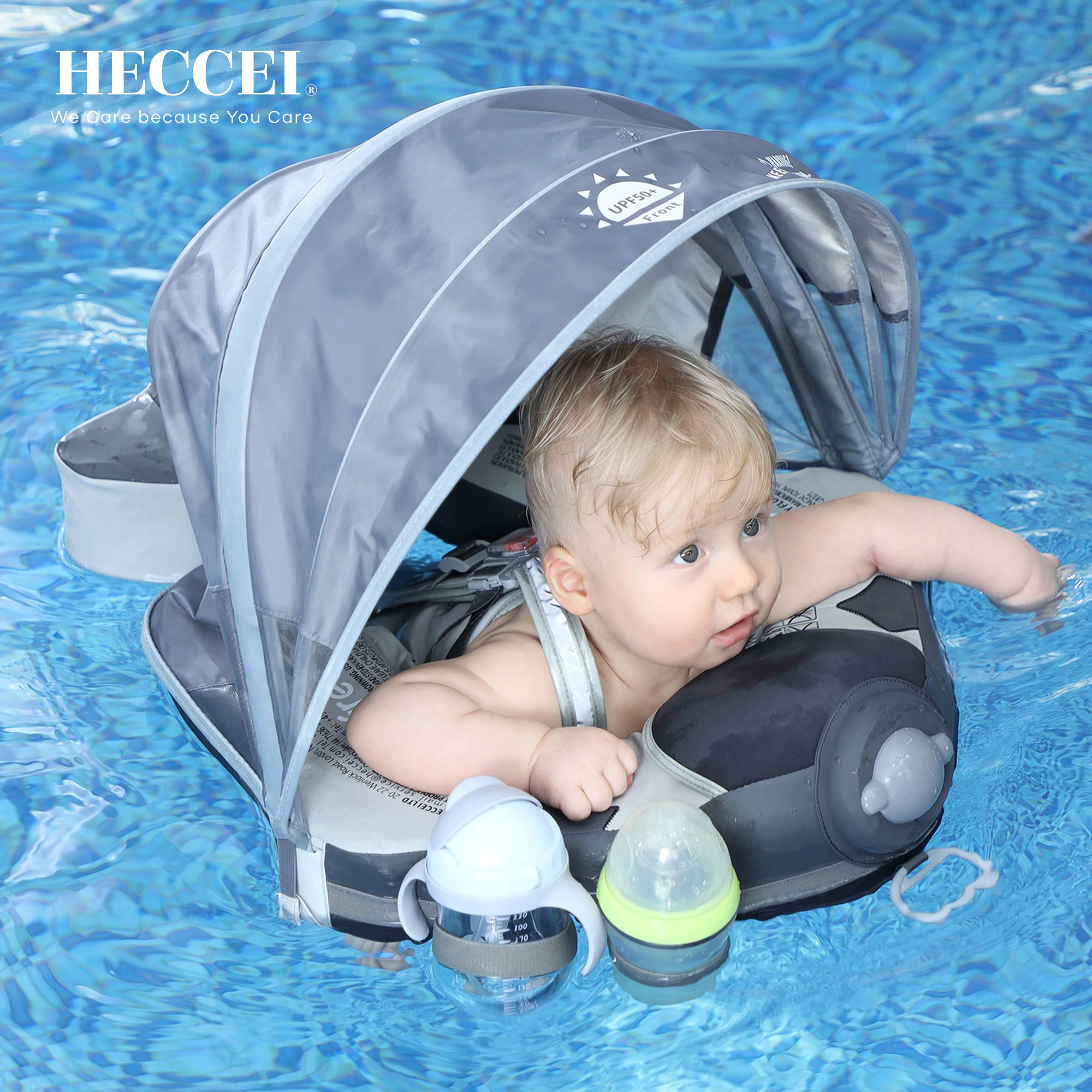 Heccei Newest No.07 Airplane Mambobaby Baby Float With Sun Canopy And Tail Non-inflatable Floats Swim Toys Infant Swimming Ring - Baby and Kids Floats 