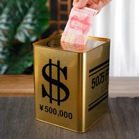 Big Metal Piggy Bank for Adults Children Coin Luxury Gold Money Box Cash Iron Money Organizer Storage Box Saving Challenge Gift 1