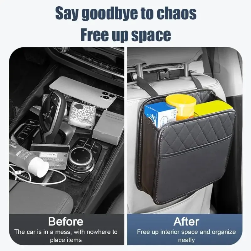 Car Multifunctional Storage Box Folding Leather Storage Bag Car Seat Back Bag
