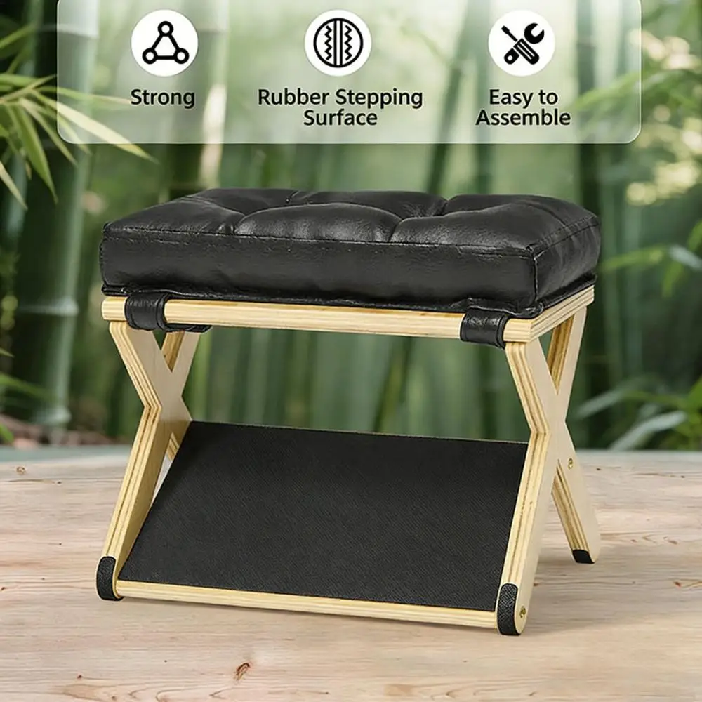 Under Desk Footrest Wooden Double Layer Non Slip Ergonomic Foot Rest for Office Home Apartment Bedroom Adjustable Foot Stool