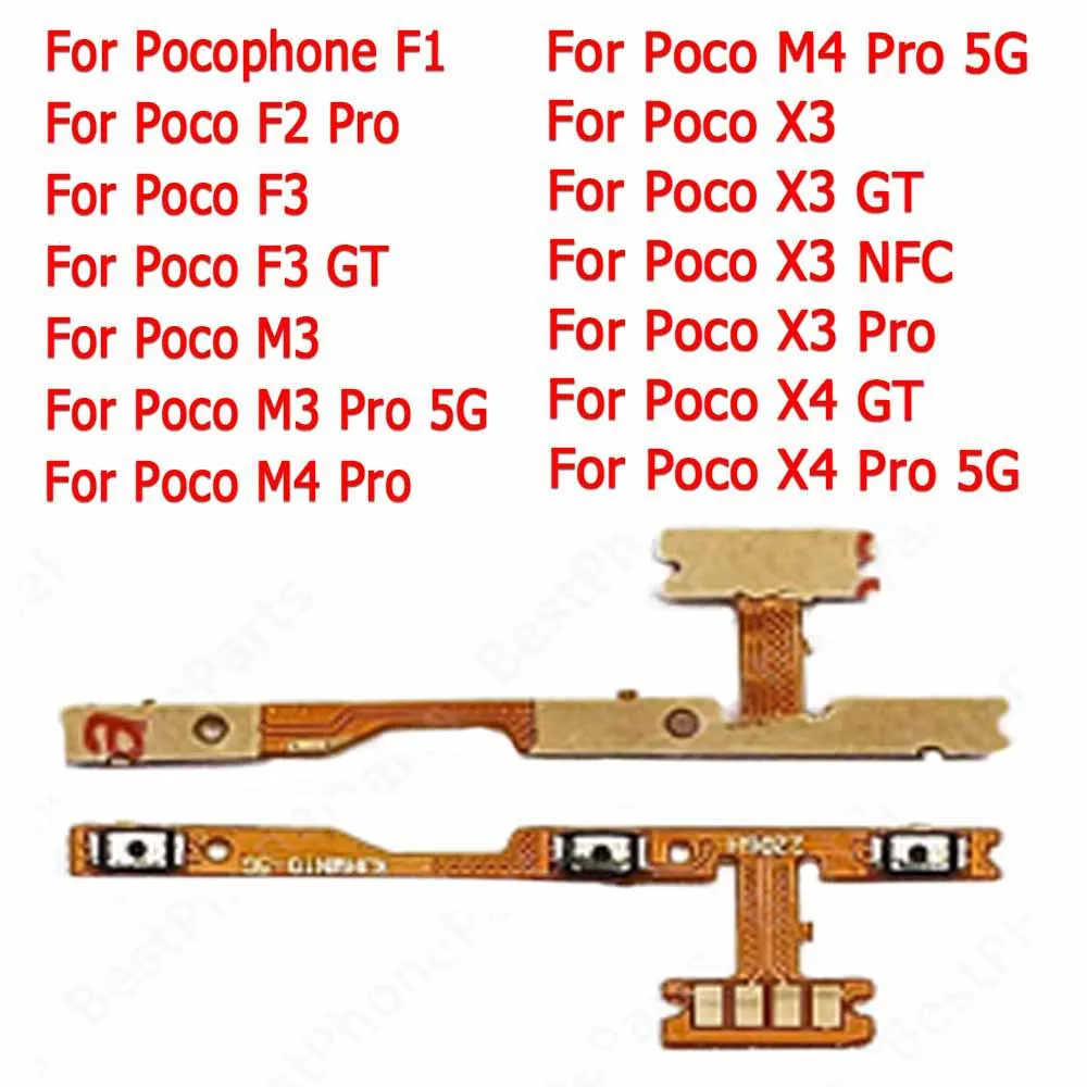 

For Xiaomi Poco Phone X3 NFC X4 GT 5G F1 F2 F3 M3 M4 Pro Side Button Switch Volume Replacement Key Power On Off Flex Cable