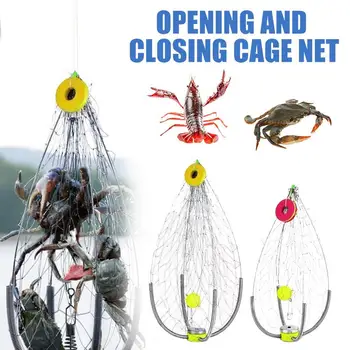 Automatic Opening Closing Fishing Trap Fishing Net Cage Net Steel Wire for Saltwater Seawater Outdoor Fishing Accessories