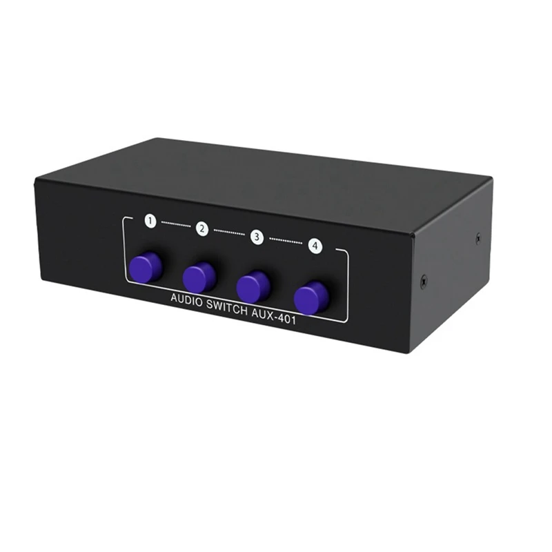 RCA AUX 오디오 스위처, 4 in 1 Out 스테레오 오디오 선택기, 4 X1 3.5Mm Aux L/R RCA 오디오 스위치 박스, 내구성 있는 아날로그 오디오 선택기