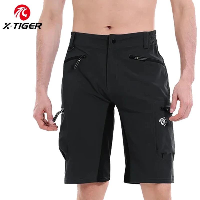 Cycling shorts X-TIGER Cycling Mountain Shorts Bike Multi-Pockects Breathable Loose Road MTB Trouser Outdoor Sports Waterproof Cycling Pants