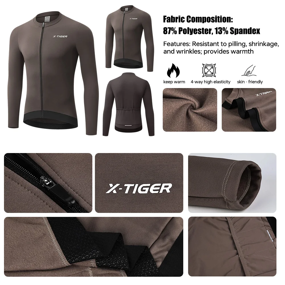 X-Tiger XM-ZT-38001-K الخريف الشتاء الدراجات جيرسي مريلة السراويل مجموعة الرجال - Image 4