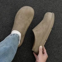 Men's Buck Ken Slip-On Half Slippers Big Head Mules Rubber Bottom Comfortable Commute Shoes Easy to Wear Lazy Person Shoe