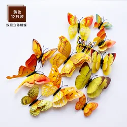 Elegant 3D Butterfly Wall and Fridge Decor Stickers in Vibrant Colors (D)