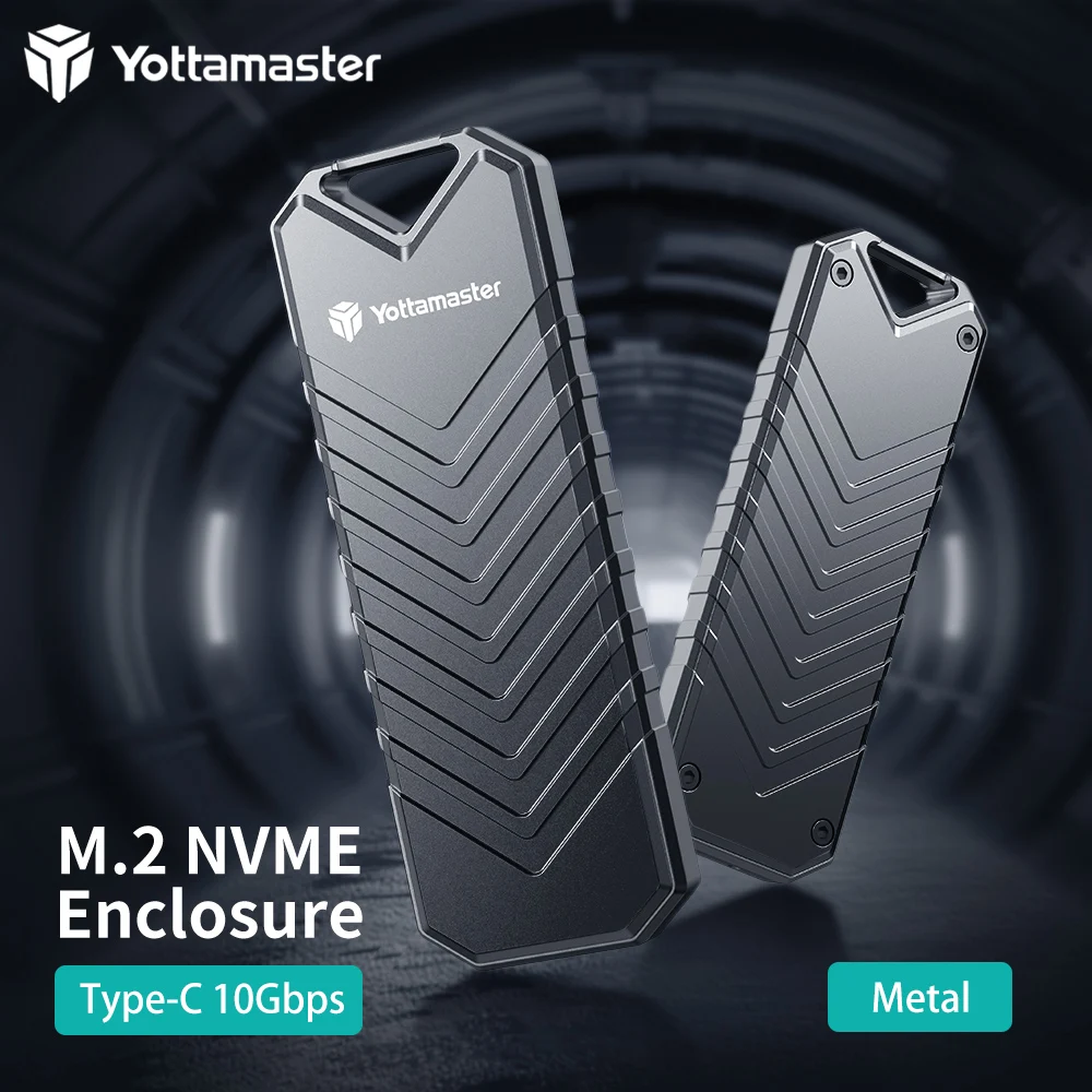 Двухпротокольный M.2 SSD-накопитель Yottamaster M.2 NVMe/SATA Корпус жесткого диска Type-C USB3.2 Gen2 10Gbp M-key B & M-key 4 ТБ