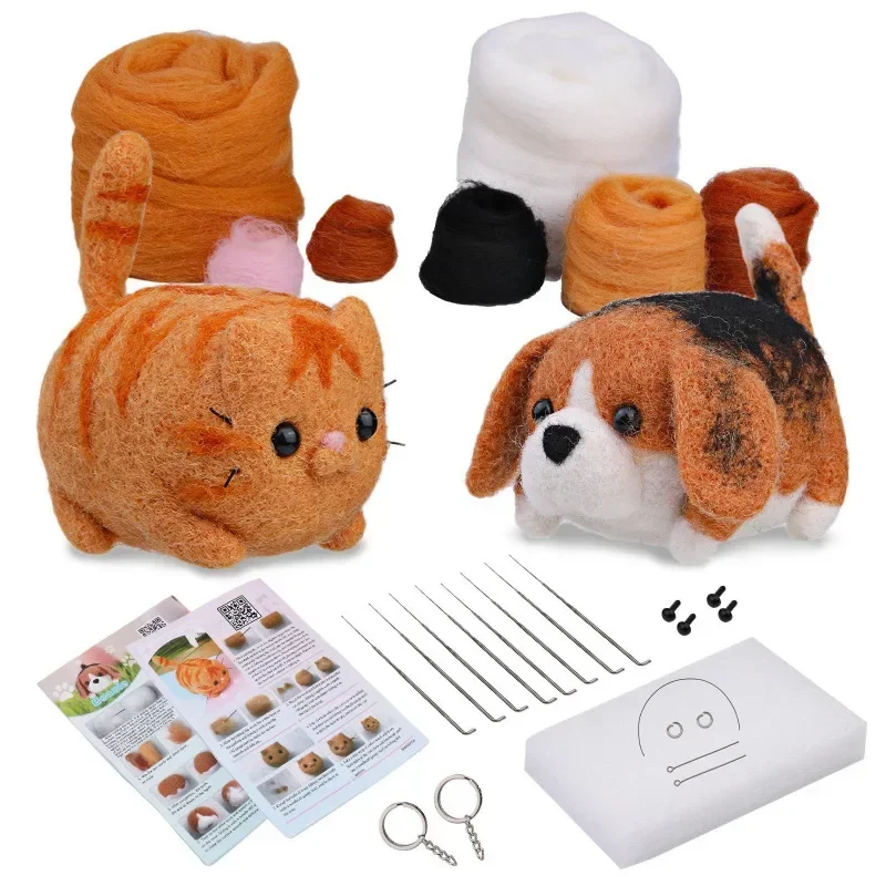 Needle Felting Set Animals DIY Needle Felting Set with Foam Mat for Handcraft Project Beginners Needle Felting Supplies Kits with Tools