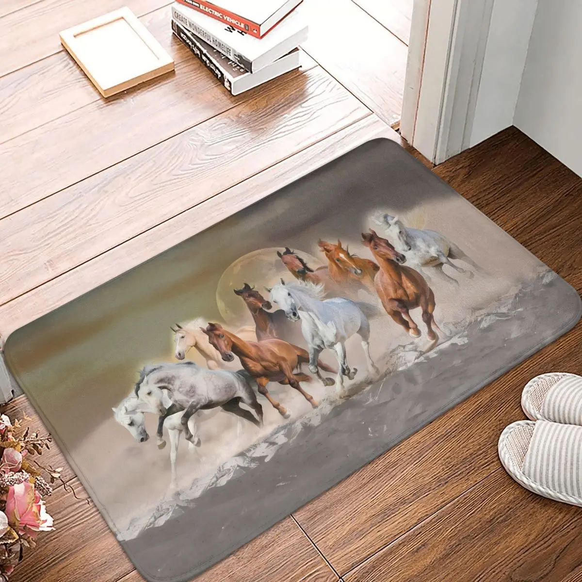 Cavalli Al Galoppo Zerbino Antiscivolo Moon Run Soggiorno Camera Da Letto Mat Tappeto Di Benvenuto Home Modern Decor
