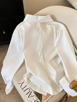 Designer Irregular Long sleeve Polo Shirt Women Tunic White Elegant Basic Top Blouse Ladies Fashion Work Wear Shirts - Image 5