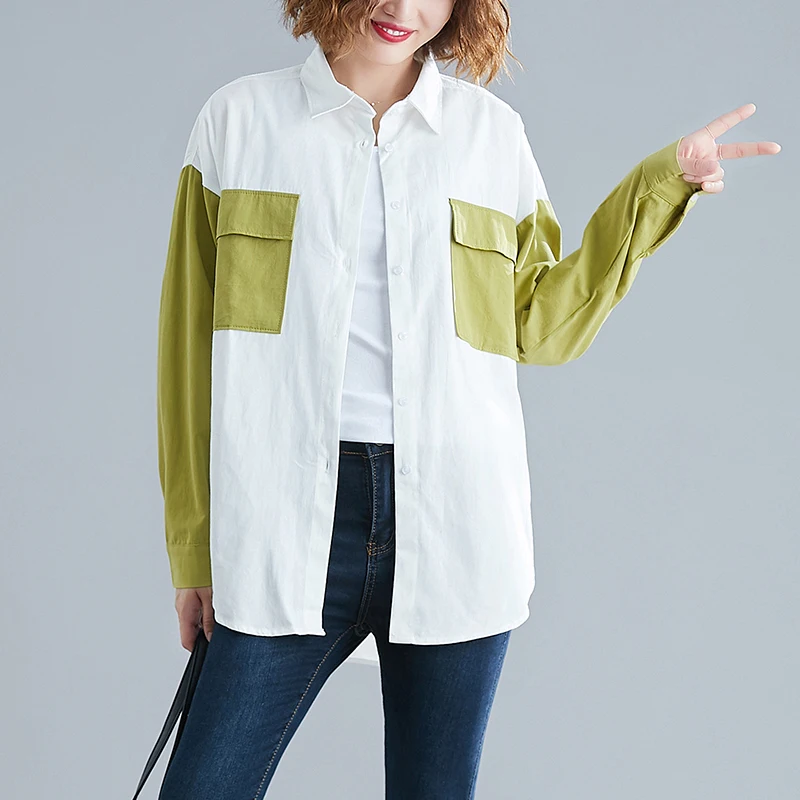 

Casual Blouse Shirts 2022 New Arrival Korea Style Patchwork Chic Girl's Fashion Autumn Blouse Women Casual Spring Blouses Shirts