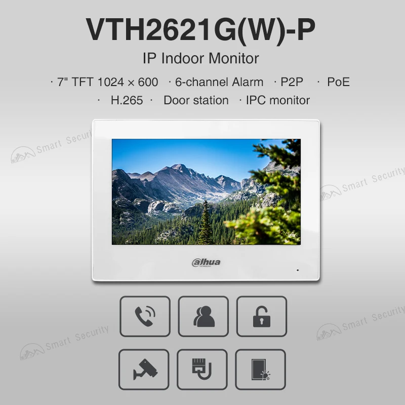 Dahua Original Multilingual 7 Inch Video Intercom Screen IP Cameras Indoor Monitor Doorbell VTO System H.265 PoE P2P VTH2621GW-P