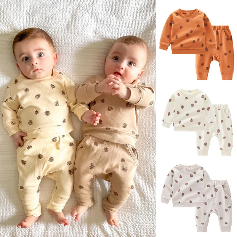 

2022 Autumn Children's Clothing Set Cotton Baby Boy Girl Clothes 2-Piece Top+Pant Suit Floral Kid Toddler Boy Girl Clothing