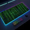 1pc Matrix Binary Code XXL RGB Gaming Mouse Pads HD Black Gamer Accessories Large LED 3