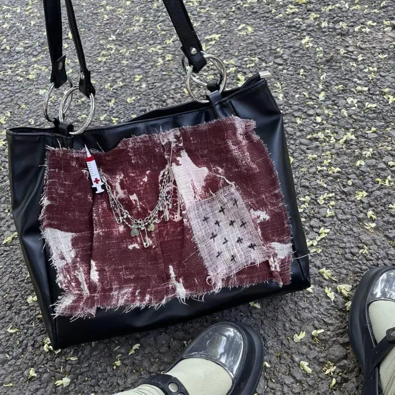 2023 Large Capacity Single Shoulder Women's Bag With Contrasting Color Stitching Commuting Temperament And Personalized Tote Bag