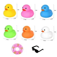 2PC Mini Yellow Duck Rubber DuckCar Decoration Toy  Ducky Water  Floating Pool Fishing Play Set for Kids 1