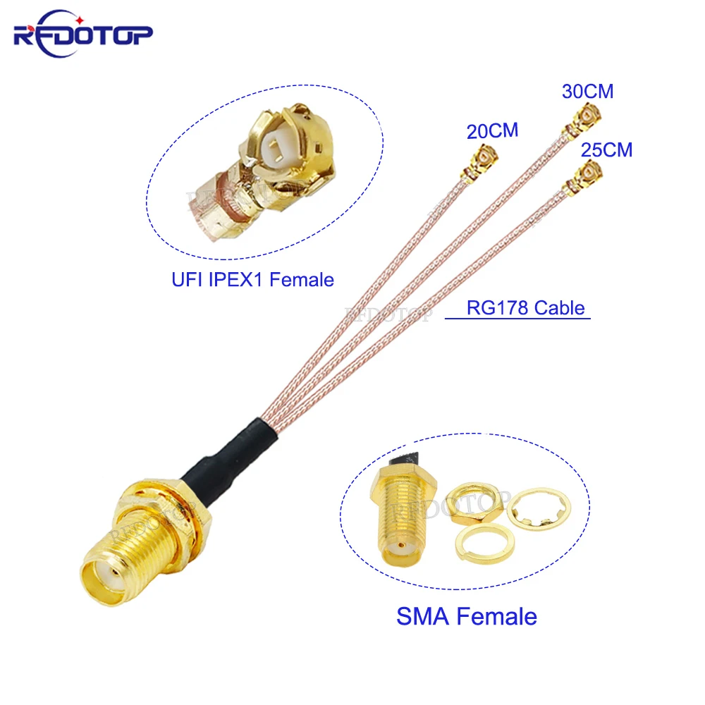 

1Pcs SMA Female to 3*U.FL IPX IPEX1 Female Jack 3-Way Splitter Cable RG178 Pigtail WIFI Antenna Extension Cord Jumper Adapte